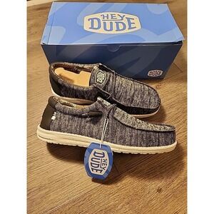 Hey Dude Wally Sox Stitch Wide Lace Up Loafers Shoes Mens 12 Black White New